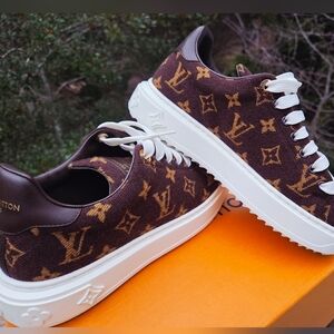 Louis Vuitton Monogram Sneakers in Brown and White